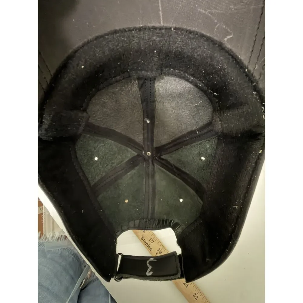 Black leather baseball cap